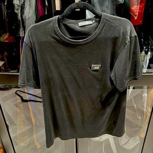 DOLCE & GABBANA LOGO PLAQUE BLACK T SHIRT SIZE 50